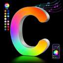 Light Up Letters USB Powered, LED Letter Lights Color Changing Alphabet Sign Gifts for Girls Women Party Birthday Decorations, APP Control, Night Light Christmas Valentine Wall Table Decor - C