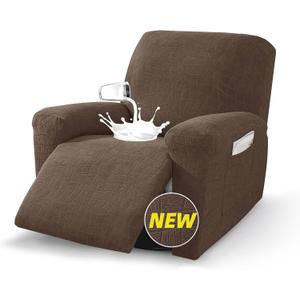 MAXIJIN Waterproof Recliner Covers for Large Recliner 3 Pieces Oversized Recliner Chair Covers, Washable Lazy Boy Reclining Slipcovers with Pockets for Pet, Kids (XL Recliner, Light Coffee New)