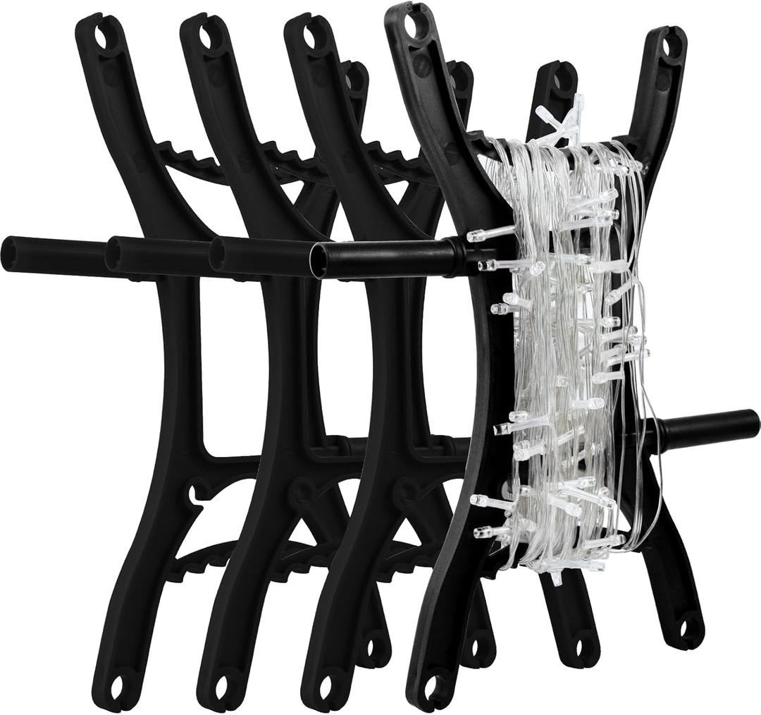 4PCS Rotating Handle Christmas Lights Storage Holder Black Holiday Light Organizer All Purpose Lights Cord Wind Up Christmas Light Winder String Lights Storage for Tree Lights Garland Extension Cord