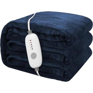 Electric Heated Blanket Full Size 72"x84", Microplush Fast Heating for Winter Night Sleeping, 5 Heat Settings & 10 Hours Auto Off, Safe for Bedroom & Sofa Use, Machine Washable, Dark Blue