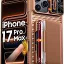Vizvera for iPhone 17 Pro Max Case Wallet RFlD [Cards Holder[Camera Controll[Camera Cover] Full Body Rugged Shockproof Silicone Protective Phone Case for iPhone 17 Pro Max 6.9'' 2025(Desert Gold)