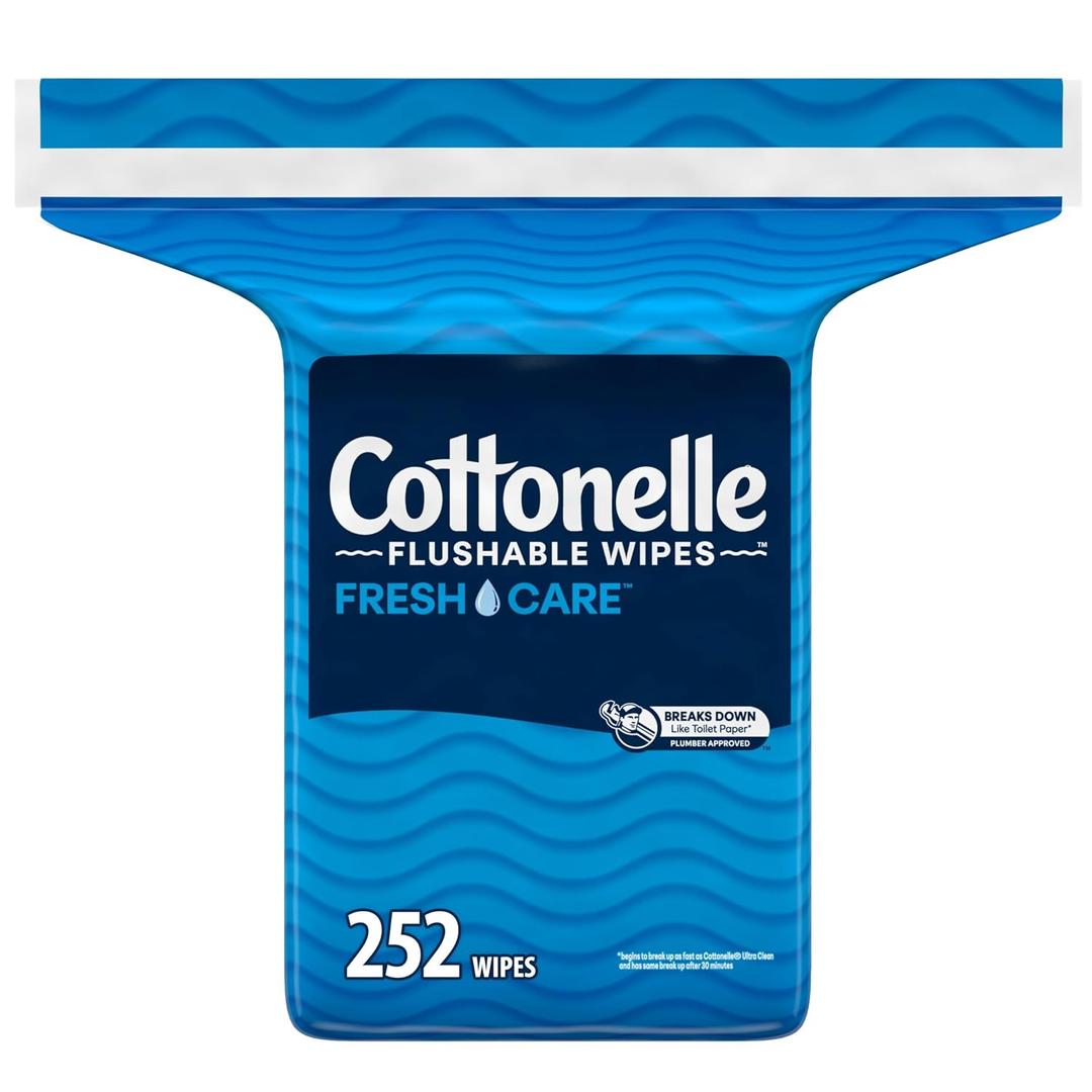 Cottonelle Fresh Care Flushable Wet Wipes, Adult Wet Wipes, 1 Refill Pack, 252 Wipes Per Pack, Packaging May Vary