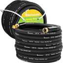 100 ft Garden Hose, 5/8 in Heavy Duty Water Hose, Flexible and Durable, Lightweight Rubber Hybrid Hose, Leak-Free Connections, Male to Female Fittings, BT100B, Black