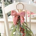 AIMUDI Pink Fur Bows 5''6'' Christmas Bows for Gift Wrapping Present Bows Faux Fur Bows for Christmas Trees Fireplaces Wreaths Crafts Home Outdoor Winter Decoration, 12 PCs