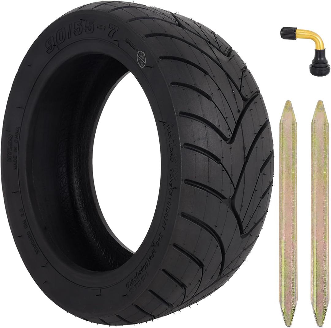 90/55-7 Vacuum Tire, 11 Inch Tubeless Scooter Tire with Air Valve