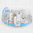 360 Rotating Corner Shower Caddy with Strong Suction Cups, Waterproof Bathroom Organizers and Storage Accessories, Easy to Install and Removable Shower Shelves for Vanity Kitchen Home