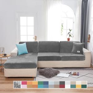Rosygulls Separate Velvet Sofa Cover,Couch Covers for 2 Cushion Couch,Super Stretch Wear-Resistant Sofa Slipcovers,Washable Furniture Protector with Anti-Slip Elastic Bottom(Dark Grey,Double Seat)