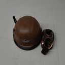 Motorcycle Half Helmet Retro German Handmade Leather Half Face Quick Release Buckle & Goggles - DOT Approved (Dark Brown, XL)
