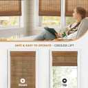 LazBlinds Cordless Bamboo Roman Shades, Light Filtering Window Treatment, Roll Up Bamboo Blinds for Windows, 34'' W x 60'' H