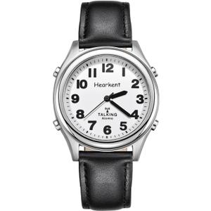 Atomic American English Talking Watch Speaks Clear and Loud Time, Date and Alarm time Stretch Band is Best Gift for Senior, Visually impaired, or Blind People (black)
