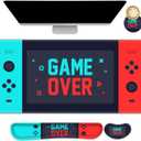 ARTSO Large Gaming Mouse Pad, Keyboard Wrist Rest Pad & Wrist Support Mousepad Set, Stitched Edge, Extended, Non-Slip Base, Memory Foam Desk Mat, Green Red Game Console