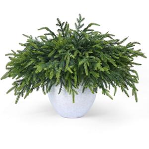 12 Pcs Realistic Christmas Pine Branches Artificial Lifelike Green Pine Stem - Real Touch for Vase DIY Crafts Flower Arrangement Home Indoor Christmas Decor(18 Inch)