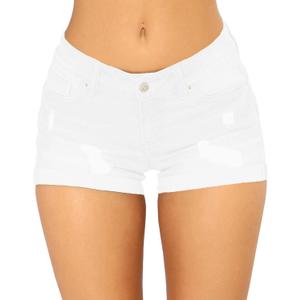 Govc Women Casual Summer Mid Waist Stretchy Denim Jean Shorts Junior Short Jeans (White, XL)