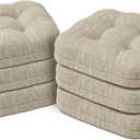 Shinnwa Dining Chair Cushions Set of 6, Dual-Layer Memory Foam Kitchen Chair Cushions, Patented Design Seat Pads with Ties, 16.5 x 16.5 x 3.5in, 6 Pack, Beige