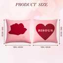 2 x DN DECONATION Valentine Pillow Covers 18x18 Set of 2, Red and Pink Throw Pillow Covers for Couch Bed, Sherpa Heart Rose Romantic Home Decor for Living Room Valentine's Day Decoration