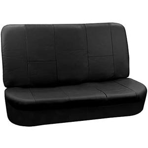 FH-PU002-1010 Classic Exquisite Leather Bench Seat Covers, Split Bench, Solid Black color