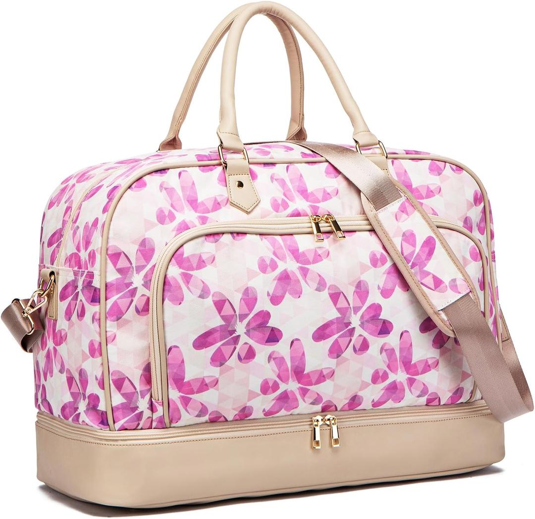 Travel Duffle Weekender Bag for Women - 45L, Durable Canvas, Dirty and Water Resistant, with Shoe Compartment & Multiple Pockets, Perfect Gifts for Women by JOFLY