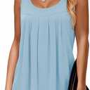 QUEZHU Women's Summer Blouses and Tops 2025 Double Layers Chiffon Blouses Tank Loose Fit Round Neck Sleeveless Tunic