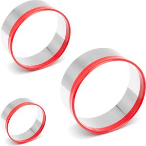 3Pcs Round Cookie Cutter Set 2", 2.5, 3" with Red Top Rubber Protection - Perfect for Biscuits and Baking