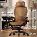 ELABEST X100 Ergonomic Office Chair with Footrest, Big and Tall Home Desk Chair with 5D Flip-Up Arms, Adjustable 3D Lumbar Support,High Back Rolling Computer Chair, Swivel Mesh Chairs, 24 inches x 26 inches x 41 inches