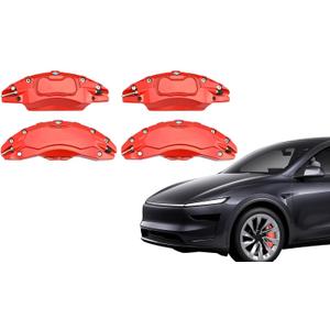 Red Brake Caliper Covers Compatible with Tesla Model Y Juniper 2025 2026 Wheel Front and Rear Brake Caliper Covers 4 Pcs Model Y Juniper Accessorie