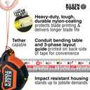 Klein Tools 9225 Tape Measure, Heavy-Duty Measuring Tape with 25-Foot Double-Hook Double-Sided Nylon Reinforced Blade, with Metal Belt Clip