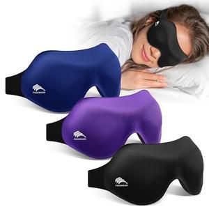 3 Pack Sleep Masks for Women & Men: True Blackout Eye Mask for Sleeping, 3D Contoured Zero Eye Pressure, Lash-Friendly (Blink Freely), Side Sleeper Comfort, Adjustable Strap Blindfold, Night Eye Cover