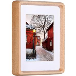 5x7 inch Natural Wood Picture Frame, Natural Beech Wooden Frame, Display Pictures 3.5x5 with Mat or 5x7 Without Mat, for Tabletop Display Home Decor Wood Photo Frames
