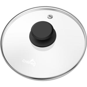 8 Inch Pan Lid For Pots Pans and Skillets, Cast Iron Skillet Lid, Tempered Glass Pan Lids Replacement, Pot Covers for Cooking, Wok, Crock Pot Lid with Stainless Steel Rim, Frying Pot Lids Only