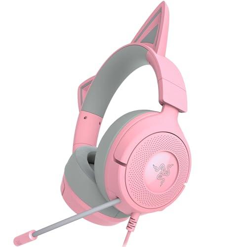 Razer Kraken Kitty V3 X Wired Gaming Headset: Kitty Ears - HyperClear Cardioid Mic - 40 mm Drivers - 7.1 Surround Sound - Cross-Platform via 3.5mm PC, PS5, Xbox, Switch 2 - Pink 