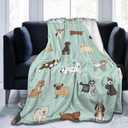 Perinsto Cute Puppy Dogs Throw Blanket Ultra Soft Warm All Season Animals Decorative Fleece Blankets for Bed Chair Car Sofa Couch Bedroom 50" X 40" (Dogs Light Green)