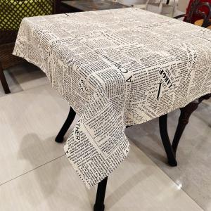 Newspaper Tablecloth Cotton Linen Square Newspaper Printed Table Cloth with 55X55 inch,Washable Morden Style Table Cover for Dinner, Party, Picnic, Home Decor