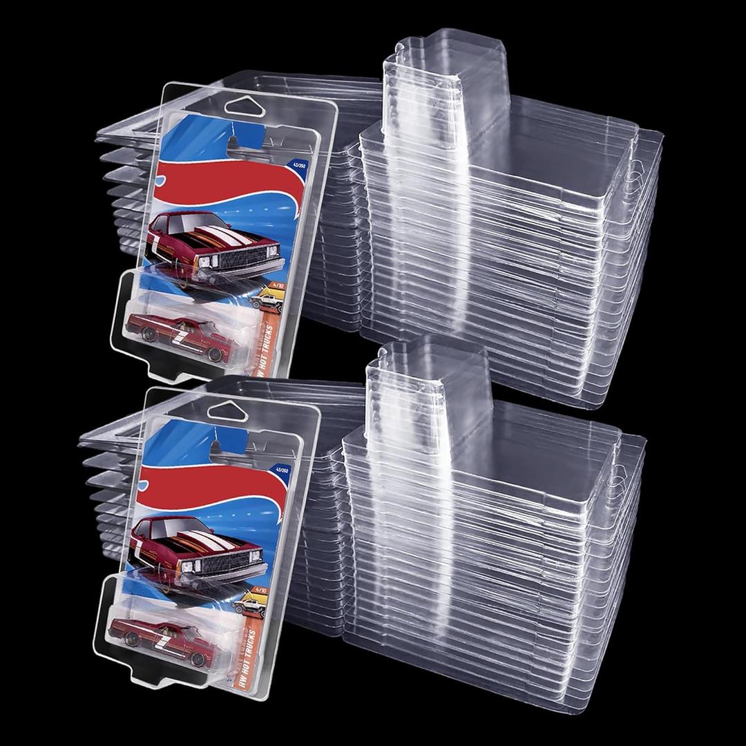 50-Pack Protector case for Hot Wheels -Clamshell Plastic Display Cases for 1:64 Scale Models, Crystal Clear UV-Resistant, Dust-Proof & Scratch-Resistant Plastic Storage Case with Secure Seal