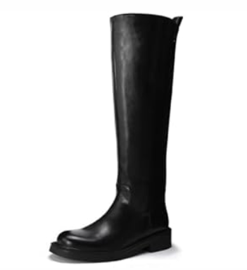 Womens Knee High Boots Chunky Sole Platform Boots Side Zipper Long Riding Boots Daily Dress Comfortable Chelsea Black Knee High Boots for Women 7.5M