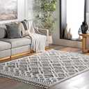 nuLOOM 2x6 Ansley Moroccan Tassel Area Rug, Grey, High-Low Textured Bohemian Design, Plush High Pile, Stain Resistant, For Bedroom, Living Room, Hallway, Entryway