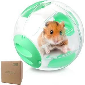 Hamster Exercise Ball, 7.9 Inch Syrian Hamster Ball, Transparent, Large Ball with Four entrances (Green)