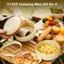 Camping Dishes Picnic Set, Camping Plates Cups and Bowls Set with Spoons and Forks, BPA Free, 17PCS Camping Mess Kit, Plastic Reusable Cutlery Set for 4, Portable Small Size, Not Microwave Safe
