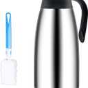 1 Pack Thermal Coffee Carafe, Insulated Stainless Steel Kettle for Hot Drinks, Double Walled Vacuum Thermal Pot Flask with Brushes for Keeping Hot Coffee&Tea Home and Office(68 OZ)