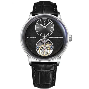 Pagani Design Men's Automatic Mechanical Watch Exposed Mechanical Movement 42mm 316L Stainless Steel with PU Leather Strap 100m Water Resistant (10ATM) Self-Winding Sapphire Crystal Glass (Black)