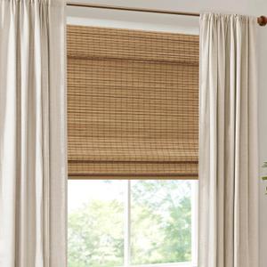 Madison Park 100% Bamboo Cordless Roman Shades Blinds, 31x64 Neutral | Natural Woven Wooden Privacy Panel, Light Filtering Window Treatment for Bedroom, Living Room Decor, Inside/Outside Mount
