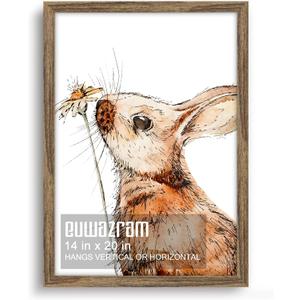 Rustic Walnut 14x20 Frame - Single Frame, 14 x 20 Poster Frame for Artwork, Puzzles, Photos and Movie Posters Picture Frames, Perfect Christmas Frame