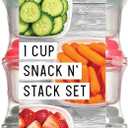 Fit & Fresh Small Plastic Containers With Lids 8 oz, Small Snack Containers With Lids, Reusable Leakproof Dressing and Condiment Containers With Two Attachable Ice Packs, 4PK, Light (1 Cup)