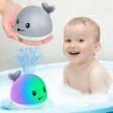 Gigilli Bath Toys for Kids Ages 1-3, Baby Bath Toys 6-12-18 Months, Pool Water Toys for Toddlers, Babies 1 2 3 Year Boy Girl Gifts, Light Up Whale Bath Toy Sprinkler, 1st Birthday Bathtub Fountain Toy, Small