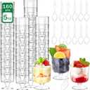 160 Packs Dessert Cups with Spoons, 5 OZ Goblet Mini Clear Plastic Dessert Parfait Cup for Party Serving Cups Fruit Ice Cream Mousse Pudding Appetizer Cup Bowl for Birthday,Party,Wedding