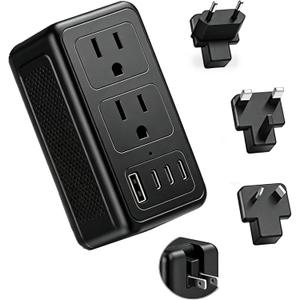 Upgrade 2000W 220V to 110V Voltage Converter US to Europe for Hair Dryer, International Universal Travel Adapter with Type C A G I, Converter for European Travel with 1 USB A & 3 Type C (Black)