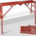LEADALLWAY Scaffolding Platform 58''(L) x11''(W) x30''(H) Folding Adjustable Scaffolding for Stairs Portable Work Platform Ladder 770 LBS Capacity,Red