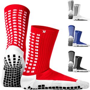 LUX Anti Slip Soccer Socks, Non Slip Football/Basketball/Hockey Sports Grip Pads Socks Red