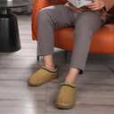 ATHMILE Mens Slippers Tasman House Slippers for Men Short Ankle Mini Suede Boots for Outdoor Indoor Non Slip Thin Sole Warm Fur Lined Chestnut Size11