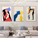 Modern Abstract Wall Art for Living Room, Large Framed Canvas Boho Minimalist Pictures Wall Decor, 3 Pcs Mid Century Famous Art Work Painting for Home Office Hallway Bedroom 24x36 Inch Set of 3 (Black)