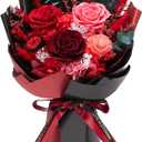 Bessol Flowers for Delivery Preserved Flower Bouquet Forever Fresh Flowers Birthday Gifts for Women Mom Anniversary Red Real Rose Gifts for Grandma Wife Girlfriend Sister Her from Daughter